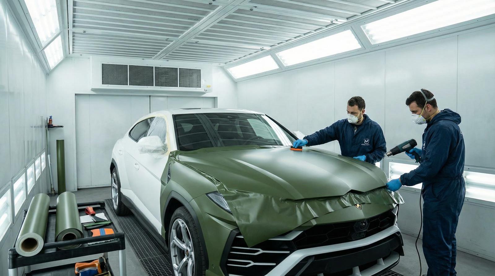 精神小妹改装视频-军绿色车身贴膜